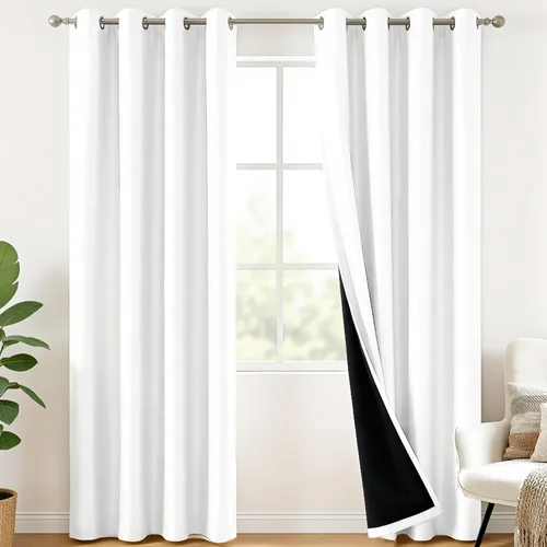 Vista 34 de Deconovo Cortinas 100% opacas de 84 pulgadas de largo para dormitorio con Gris ceniza