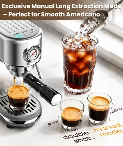 Vista 5 de atatix Máquina de café expreso con espumador de leche, cafetera de espresso a presión de 20 bar