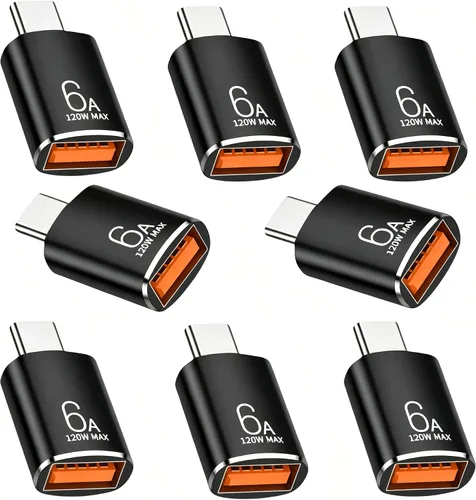 Vista 12 de BOMIE Adaptador USB C a USB, paquete de 10 unidades, 6A 120 W, carga rápida, transferencia de datos de 10 Gbps, USB C macho a USB 3.2 hembra OTG