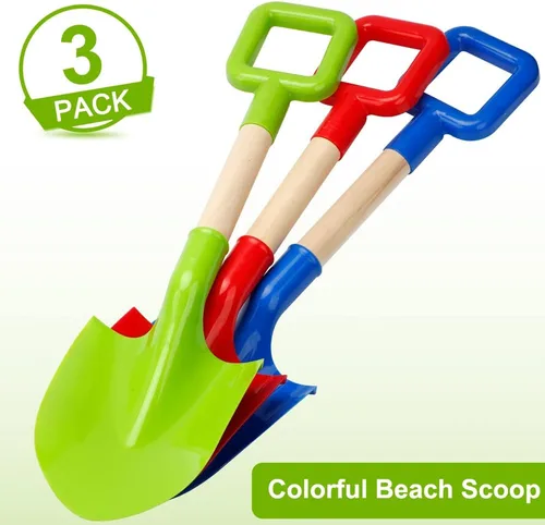 Vista 6 de Umnodobn Juguetes de arena de playa, palas de 16 pulgadas para niños y adultos, herramientas de jardinería con pala de pala, kit de caja de arena