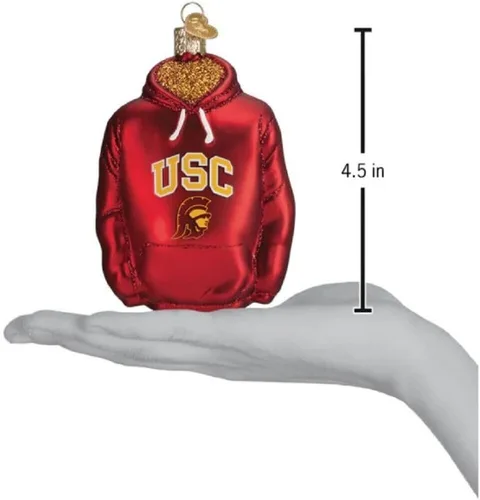 Vista 2 de Old World Christmas USC - Adorno de cristal soplado con capucha para árbol de Navidad, decoración navideña hecha a mano, colección universitaria