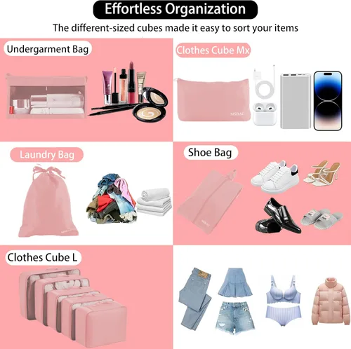 Vista 2 de Cubos de embalaje de compresión para viajes, artículos esenciales ligeros de viaje para vacaciones, accesorios de viaje para maleta, organizador