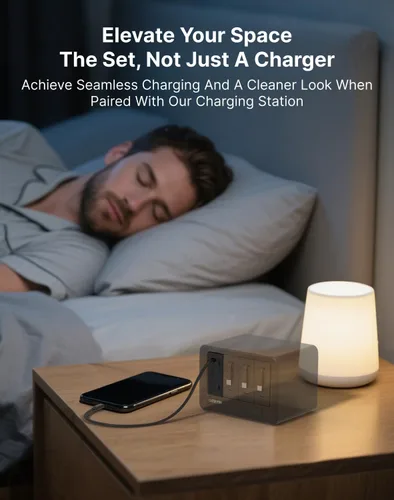 Vista 2 de Gitryin Cargador de pared USB C de 65 W con cable retráctil integrado, bloque de carga rápida plegable 2 en 1, artículos esenciales de viaje