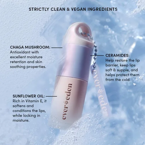 Vista 4 de Evereden Aceite labial hidratante súper rico: aceite de brillo labial limpio y vegano, nutritivo, calmante y brillante para climas fríos y secos