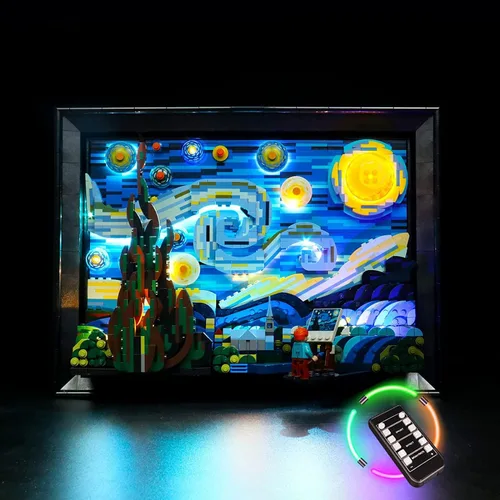 Vista 6 de Luces LED BrickBling compatibles con Lego Starry Night Kit de luces compatible con Lego Van Gogh compatible con Lego 21333-versión clásica