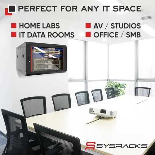 Vista 8 de Gabinete para rack de servidores de montaje en pared de 6U – Gabinete de rack de red de 19 pulgadas, gabinete de rack de datos de 18 pulgadas