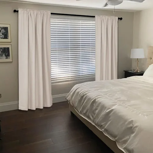 Vista 2 de Frelement Cortinas opacas de lino natural, paneles de cortinas con bolsillo para barra y pestaña trasera, para sala de estar, cortinas