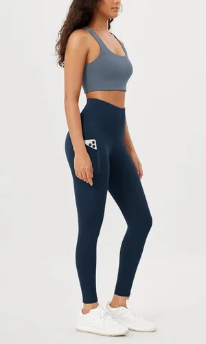 Vista 3 de ODODOS - Leggings de yoga con cintura alta y bolsillos para mujer, pantalones de yoga deportivos con control de abdomen, no se transparentan