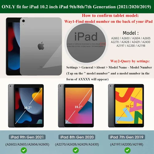Vista 2 de Funda infantil para iPad de 9ª/8ª/7ª generación de 10.2 pulgadas con mango giratorio/soporte, ligera, suave, espuma EVA, a prueba de golpes, 01#