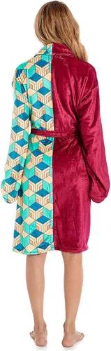 Vista 3 de Demon Slayer Kimono Albornoz Albornoz Franela Invierno Cuello Salón Chal Pijamas Ropa de Dormir para Hombres Mujeres