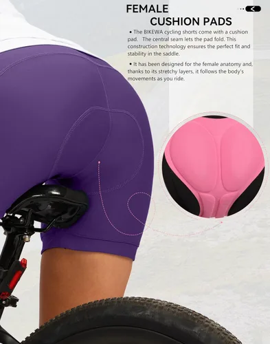 Vista 4 de Pantalones cortos de ciclismo acolchados 4D para mujer, 57 pulgadas, ropa interior de ciclismo, ciclismo de carretera, pantalones cortos para mujer