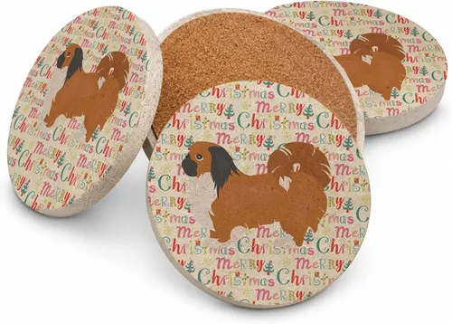 Vista 96 de Abyssinian Sand Terrier Merry Christmas - Posavasos grandes de piedra arenisca (4 unidades)