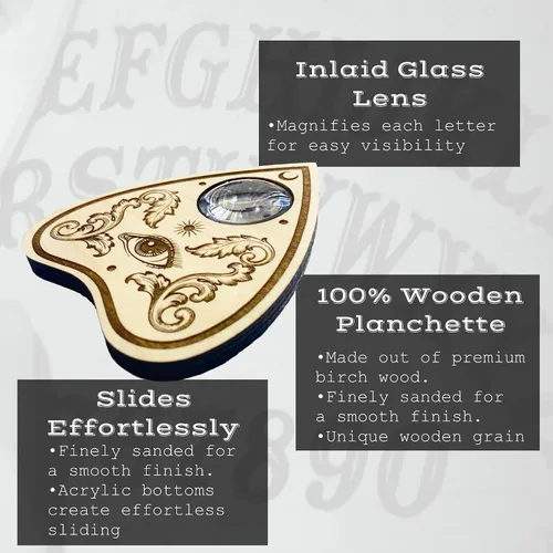 Vista 3 de CM Originals Tabla de alcohol grande – Tabla de hablar hecha a mano con planchette de madera – Calidad Premium All See Eye Board