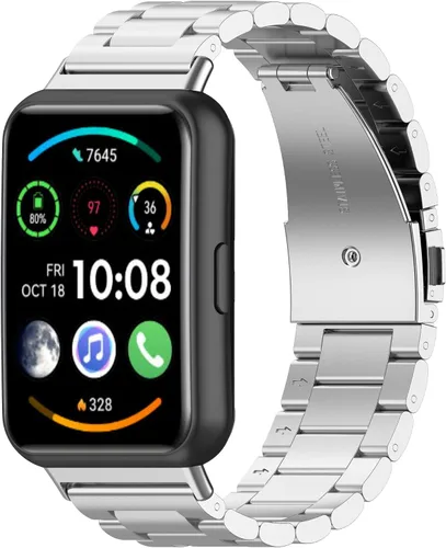 Vista 7 de Correa de reloj de repuesto compatible con Huawei Watch Fit 2, correa de repuesto de metal de acero inoxidable, accesorios compatibles con Huawei