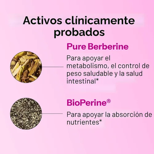 Vista 4 de HUM Mejor suplemento de berberina 1200 mg, potencia pura para el bienestar metabólico, salud intestinal, suplementos puros de berberina mejorados