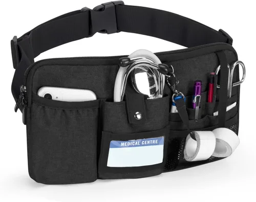 Vista 15 de Trunab Riñonera para enfermera, cinturón organizador de enfermería con correa de cintura ajustable, bolsa de cintura para suministros médicos