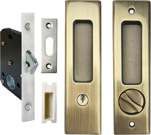 Vista 6 de LWZH Cerradura de puerta de bolsillo de privacidad negro mate de 6.3 pulgadas, cerradura de manija empotrada invisible con llaves, cerradura