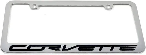 Vista 7 de Marco de placa de matrícula C7 Corvette Stealth - Negro con escritura Corvette negra