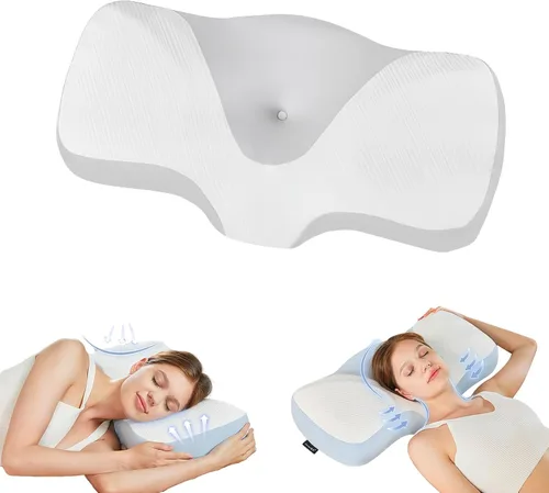 Vista 8 de Almohada cervical para el cuello para aliviar el dolor, almohadas ergonómicas de espuma viscoelástica para dormir con funda de almohada lavable