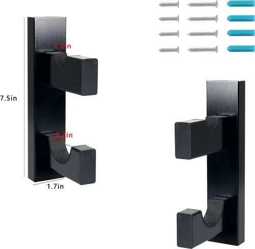 Vista 5 de Invech 2 Baseball Bat Holder, Wall Mount Display Case,Sturdy Wood Horizontal Rack & Bracket for softball bat or Lightsaber, Bat Souvenir Stand with