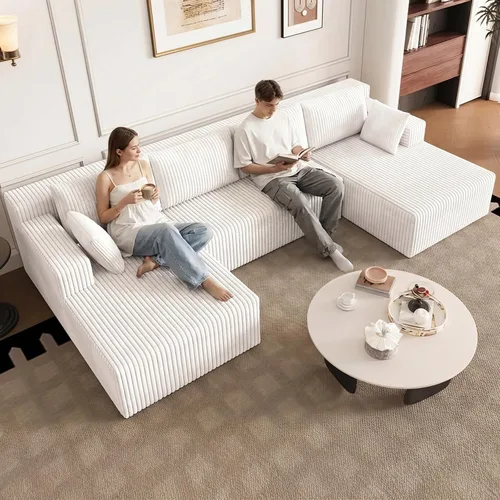 Vista 45 de Lakifun Sofá en Forma de L de 107" con Otomana, Seccional Modular Moderno Sofá Cómodo en Forma de U Nube, Asiento Profundo, Chaise Longue Cama