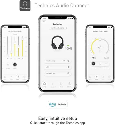 Vista 6 de Technics - Auriculares inalámbricos con cancelación de ruido para usar sobre la oreja con conectividad multipunto para 2 dispositivos - EAH-A800-K