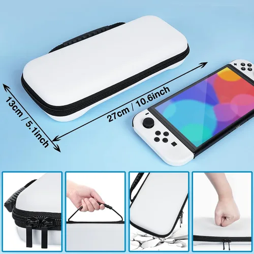 Vista 2 de TIKOdirect Carrying Case for Switch OLED Model 2021, Accessories Kit with Clear Protective Cover, Screen Protectors, Thumb Grip Caps and USB