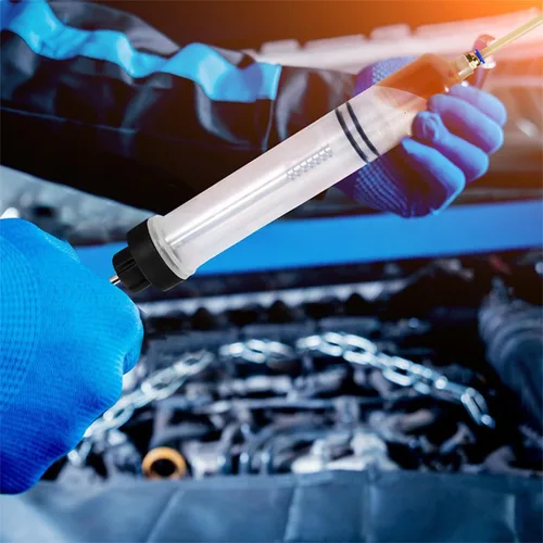 Vista 5 de Bomba extractora de líquido para automóvil, evacuadora de jeringa de cambio de aceite para vehículos con manguera, accesorios manuales