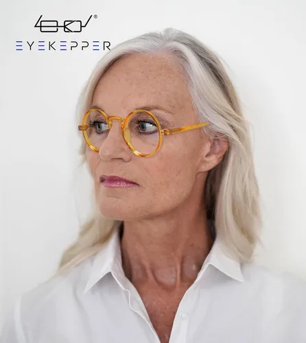 Vista 2 de Eyekepper Gafas de lectura redondas para mujeres y hombres lectores retro Amarillo
