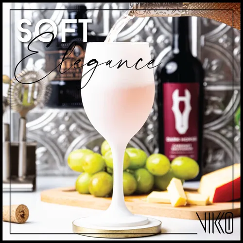 Vista 5 de Vikko Copas de vino blanco, copa de vino de 14 onzas, juego de 6 copas de vino con tallo blanco mate para vino tinto y blanco, copas de vino gruesas