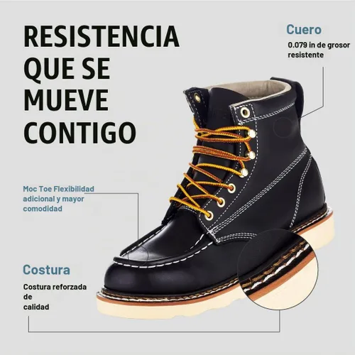 Vista 2 de EverBoots - Botas de trabajo para hombre, botas de cuero EverFit ligeras, cómodas, antideslizantes y con absorción de golpes, grano de aceite suave