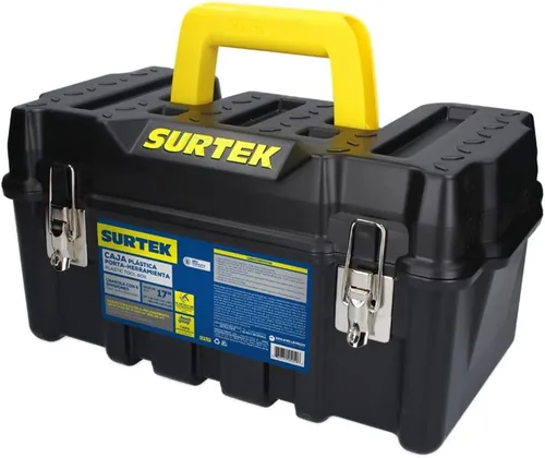 Vista 9 de SURTEK Caja de Herramientas - 21" x 11" x 10" Portaherramientas Móvil con Construcción de Plástico ABS Moldeado y Diseño de Cierre Metálico de Doble