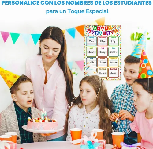 Vista 2 de FaCraft Póster reutilizable de cumpleaños para el aula, 11.2 x 16.5