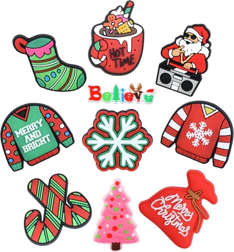 Vista 2 de Dijes navideños para zapatos, decoración para niñas, mujeres, adolescentes, niños
