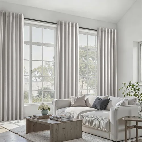 Vista 13 de Topfinel Cortinas opacas, blanco beige, 2 paneles, ventanas pequeñas, textura, mezcla de lino, bohemia, abedul, rural, gancho, bolsillo trasero