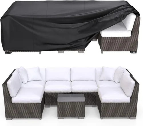 Vista 10 de Fundas para Muebles de Patio, Funda para Muebles de Exterior de Servicio Pesado Impermeable, Fundas para Juego de Sofá Seccional Funda para Juego