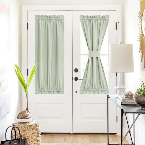 Vista 52 de NICETOWN Cortinas de Lino para Puerta Lateral - Cortinas Opacas con Aislamiento Térmico para Puerta Delantera Francesa para Sombra Pequeña