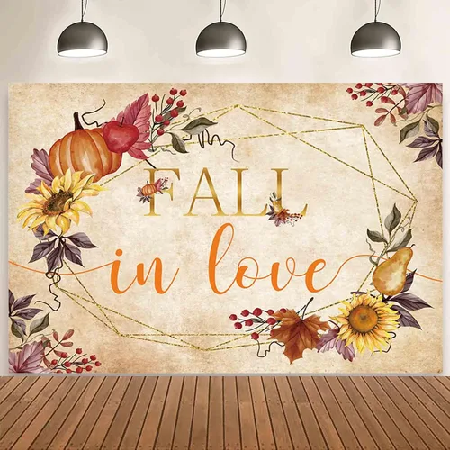 Vista 4 de AIBIIN Telón de fondo de otoño de 7 x 5 pies, para dar gracias a tu amante, rústico, boda, fotografía, fondo, mujer, novia, decoración de fiesta