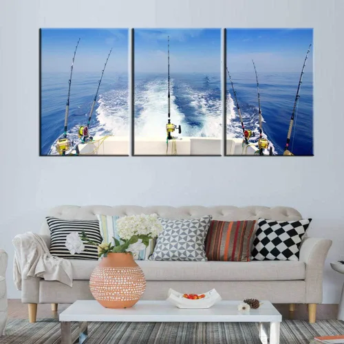 Vista 10 de Pinturas de Pesca Americana Impresiones HD sobre Lienzo