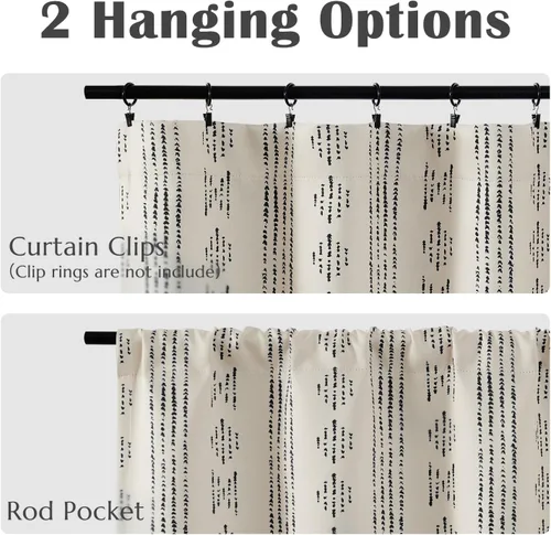 Vista 4 de Jinchan - Cortinas opacas del 95% para cocina estilo boho, cortinas de 24 pulgadas para cafetería, cortinas pequeñas estilo bohemio para dormitorio