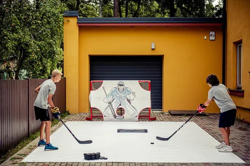 Vista 2 de Hockey Revolution Sharp Shooting Training Aid - 5 objetivos de precisión con bloqueador de portero de tamaño completo, tela resistente a desgarros