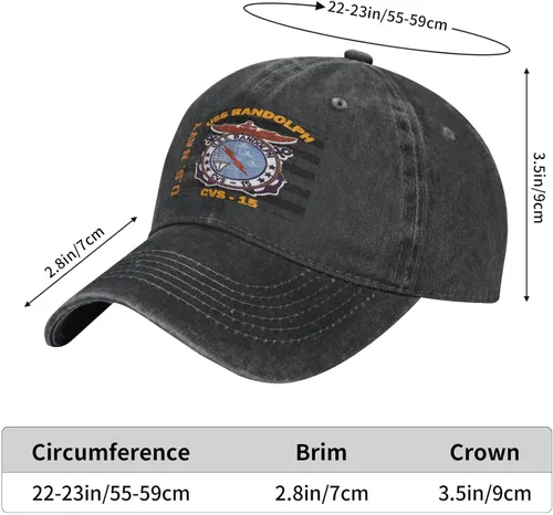 Vista 5 de JINGUImao USS Randolph Cvs-15 - Gorra de béisbol de vaquero, sombreros de mezclilla, sombrero de papá