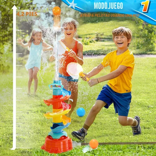 Vista 3 de Skirfy Aspersor de agua para niños, juguetes de agua 3 en 1 para niños y niñas, juego de pelota de atrapo, juego al aire libre, fiesta de verano