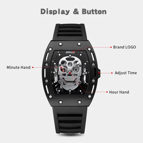 Vista 5 de Mini Focus Unique Men Watch Tonneau Casual Wrist Watch (HollowWaterproofSuper LuminousCalendar) Soft Silicon Band Fashion Cool Watch for Men