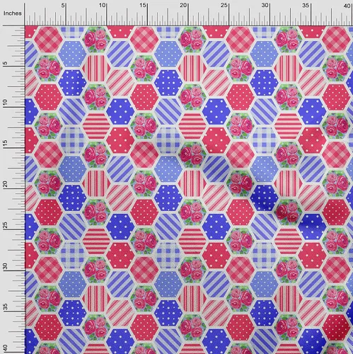 Vista 4 de oneOone Cotton Flex Blue Fabric Floral Craft Projects Decor Fabric Printed By The Yard 40 Inch Wide-DO
