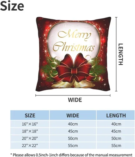 Vista 7 de Juego de 2 fundas de almohada decorativas con diseño de campanas de árbol de Navidad de 16 x 16 pulgadas, fundas de almohada decorativas