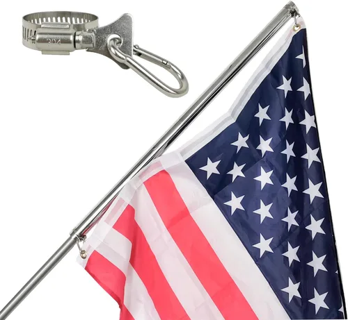 Vista 3 de Buraku Clips de bandera con mosquetón, clips para poste de bandera de acero inoxidable para barco, bicicleta, vehículo, camión, ATV, UTV, casa