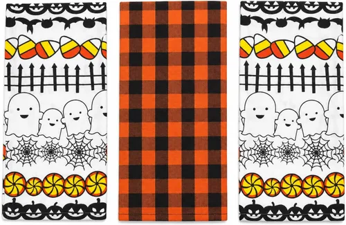 Vista 20 de Serafina Home Toallas de cocina de Halloween, Jack O Lantern Bat Pumpkin Murciélagos y gatos