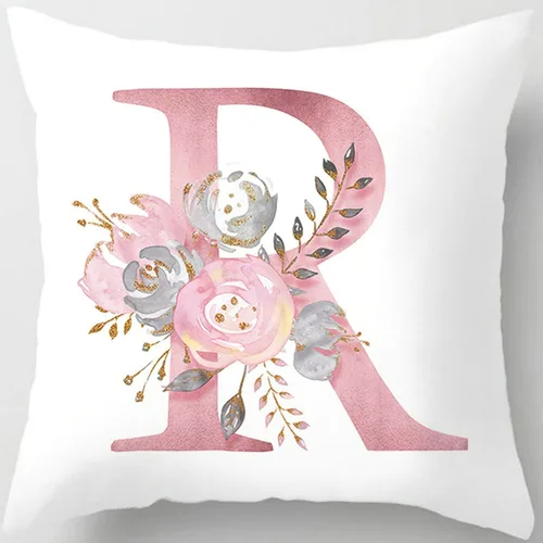 Vista 18 de Fundas de almohada rosa, lindas fundas de almohada decorativas con alfabeto, fundas de cojín cuadradas, protectores de almohada con letras