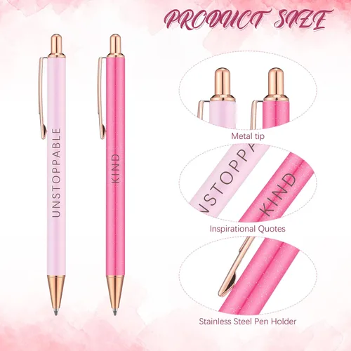 Vista 2 de Outus Juego de 6 bolígrafos de Navidad elegantes, regalos inspiradores para mujeres, bolígrafos motivacionales de oficina, regalos de metal bonito